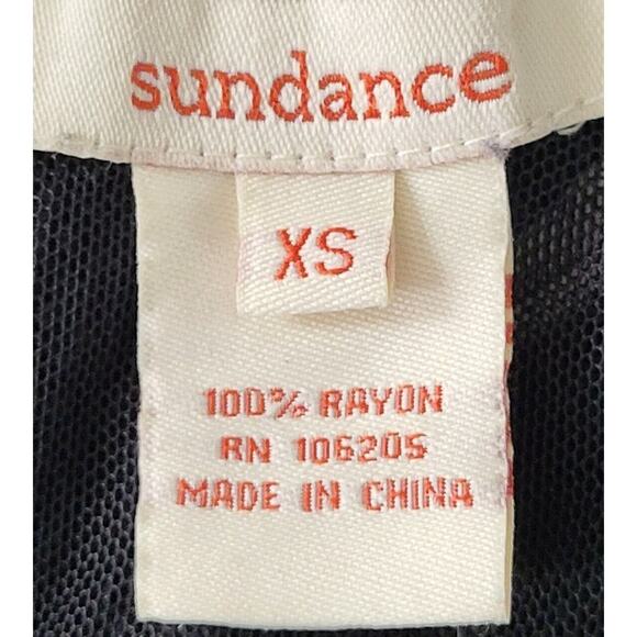 SUNDANCE Semi Sheer Blouse Sleeveless Embroidered Neckline BOHO Black X-Small - Picture 10 of 11